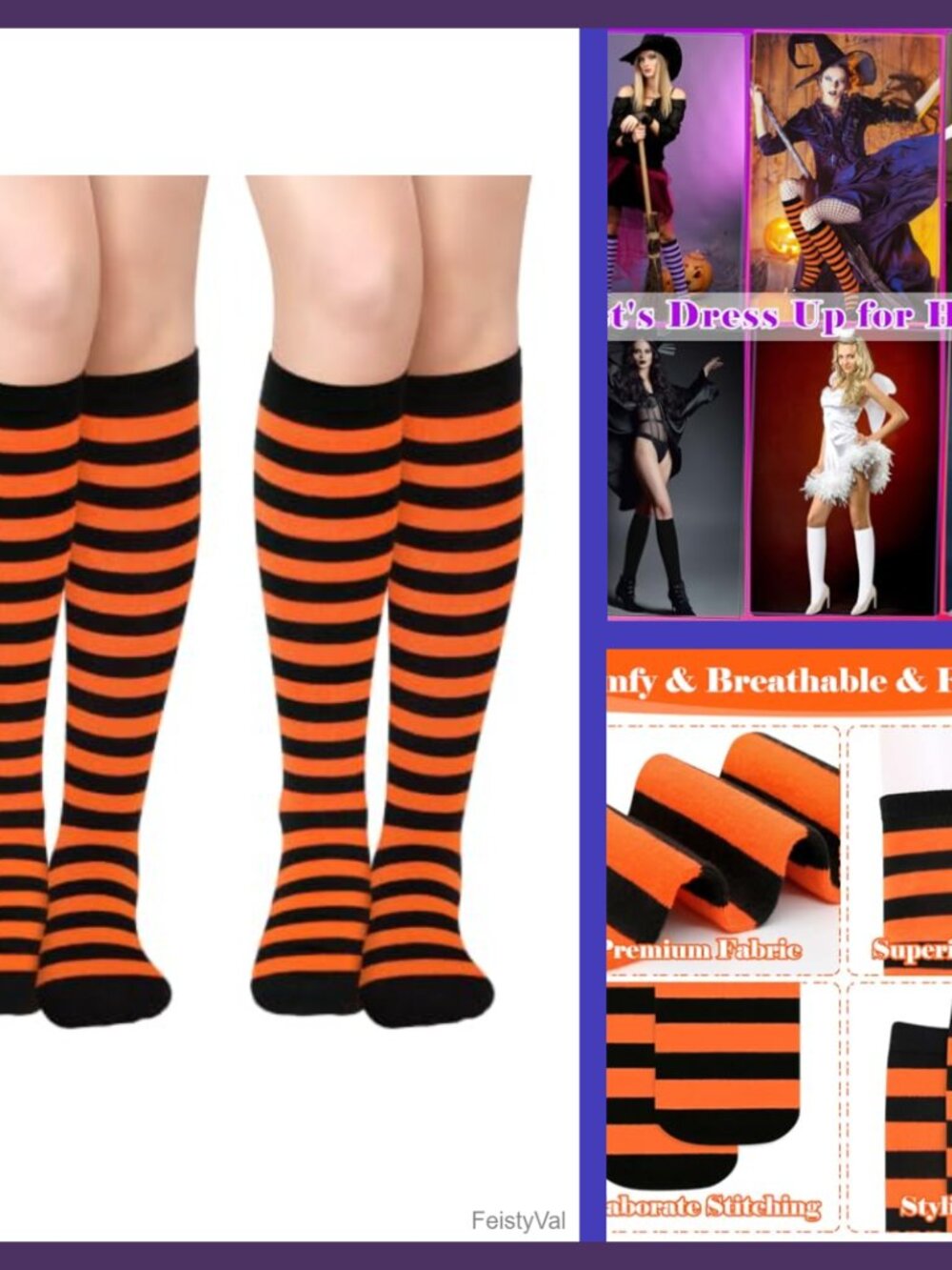 Knee High Cotton Socks for Women Striped Tube Socks 80s Halloween Accessories
